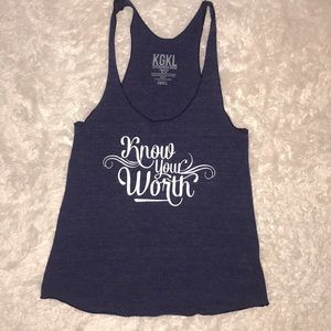 Cotton racerback tank “know your worth” S